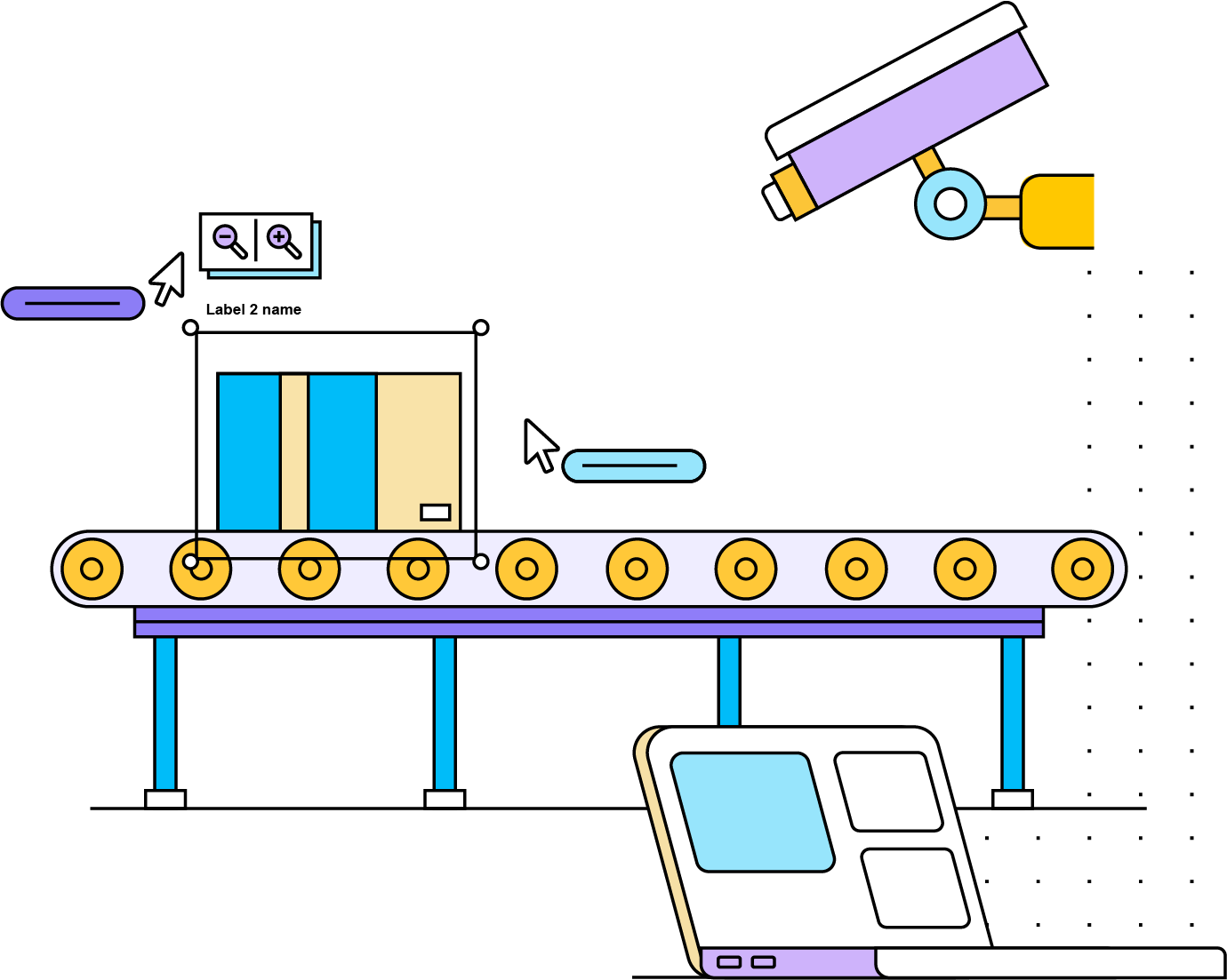 Sensable vision AI monitoring a conveyor line